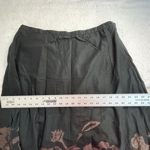 Chico's Womens Halawa Lilia Midi Skirt Size 2 Black/Fudge Floral Embroidered New - Picture 6 of 8